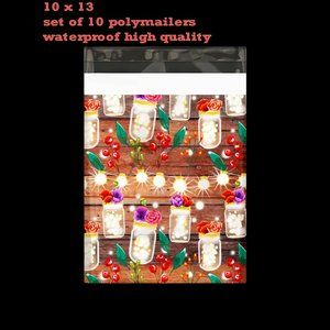 RUSTIC MASON JARS POLYMAILERS 10 X 13 SET OF 10